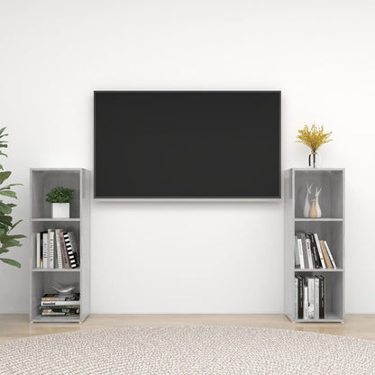 Mobili TV 2 pz Grigio Cemento 107x35x37 cm in Legno Multistrato