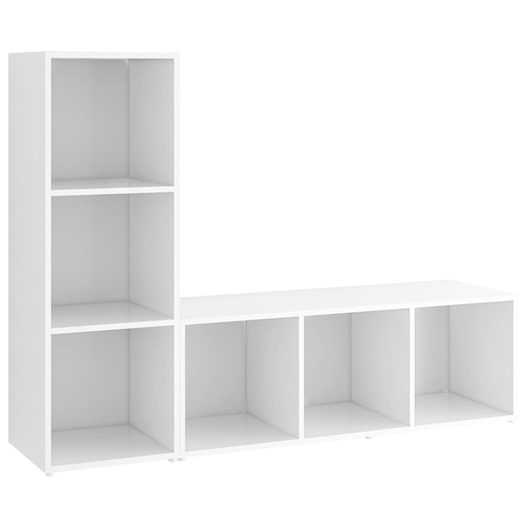 Mobili TV 2 pz Bianchi 107x35x37 cm in Legno Multistrato