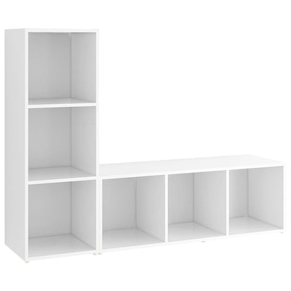 Mobili TV 2 pz Bianchi 107x35x37 cm in Legno Multistrato