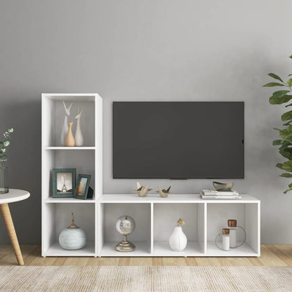 Mobili TV 2 pz Bianchi 107x35x37 cm in Legno Multistrato