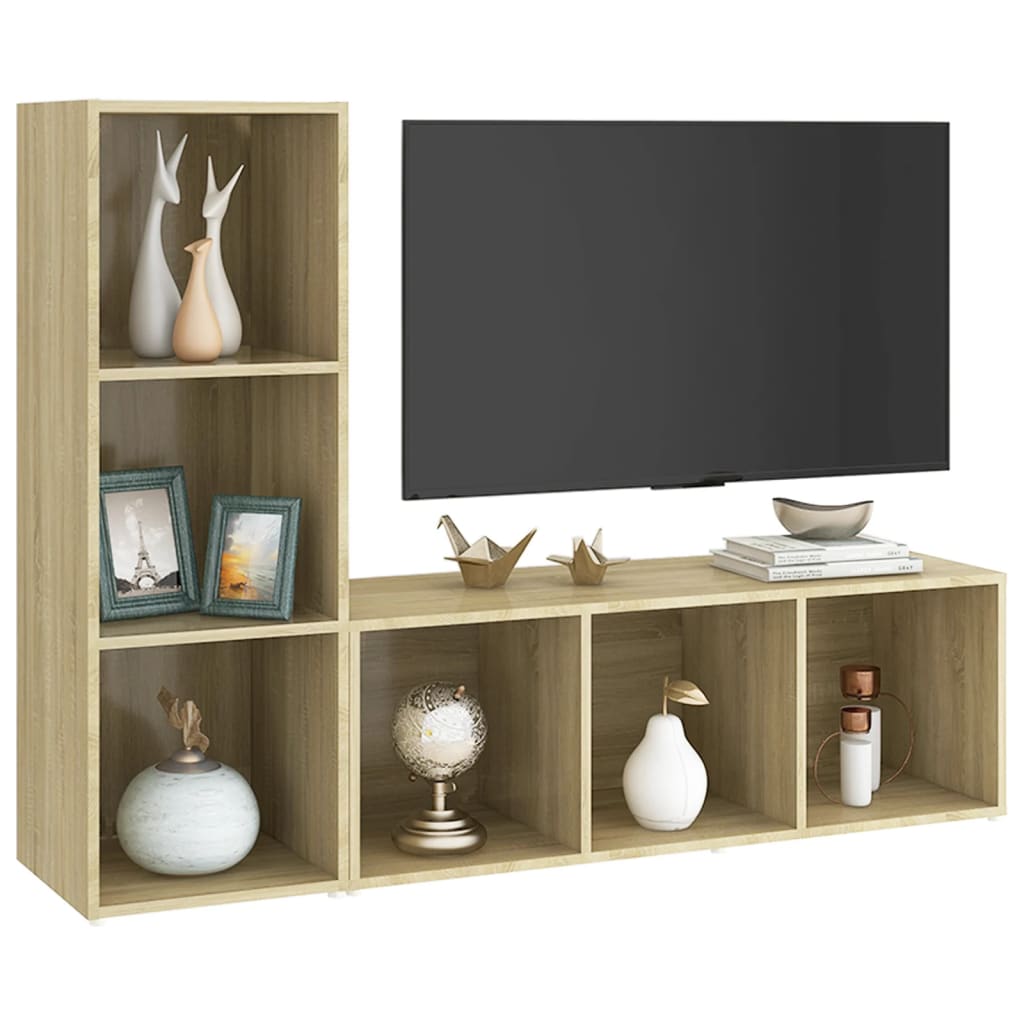 Mobili TV 2 pz Rovere Sonoma 107x35x37 cm in Legno Multistrato