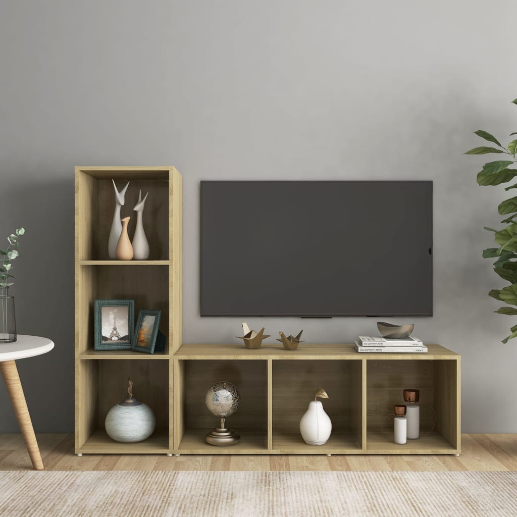 Mobili TV 2 pz Rovere Sonoma 107x35x37 cm in Legno Multistrato
