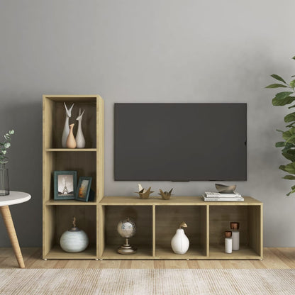 Mobili TV 2 pz Rovere Sonoma 107x35x37 cm in Legno Multistrato