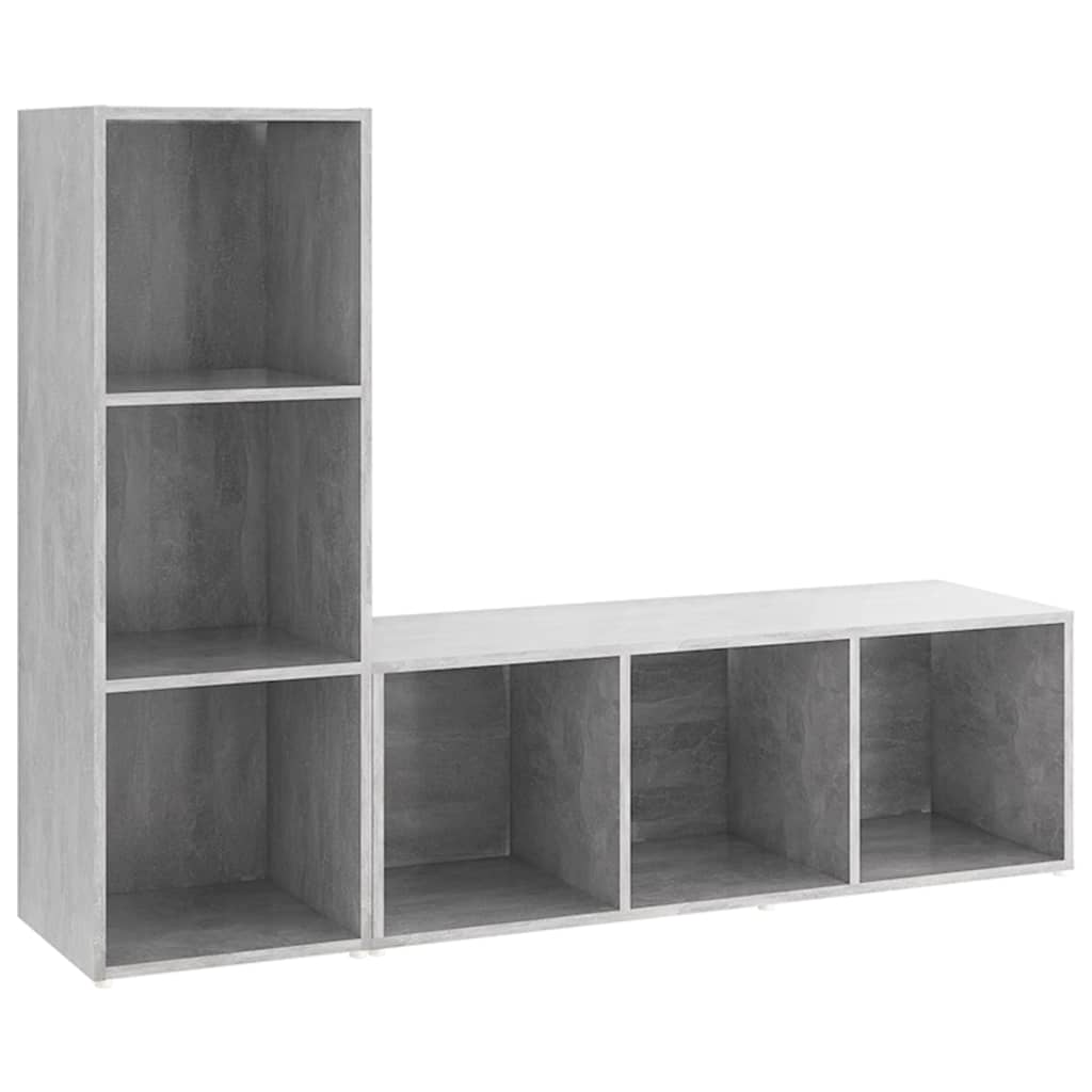Mobili TV 2 pz Grigio Cemento 107x35x37 cm in Legno Multistrato