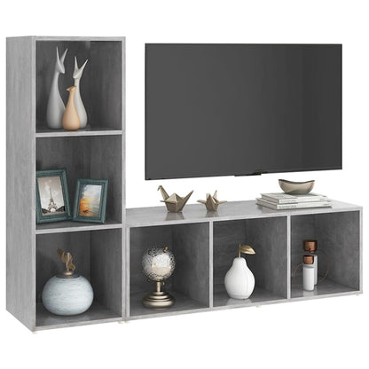 Mobili TV 2 pz Grigio Cemento 107x35x37 cm in Legno Multistrato