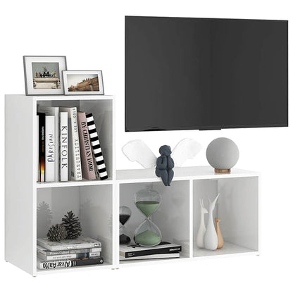 Mobili TV 2 pz Bianco Lucido 72x35x36,5 cm in Legno Multistrato