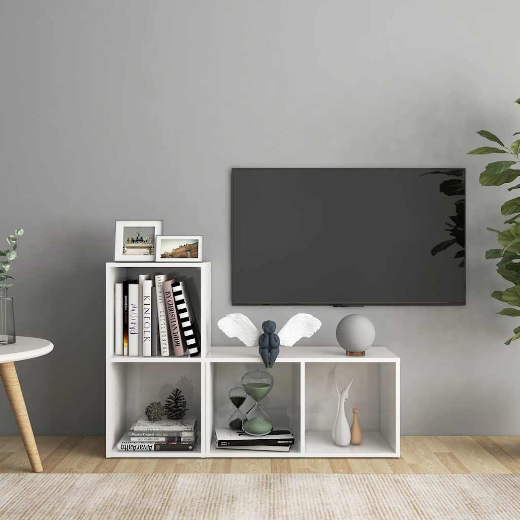 Mobili TV 2 pz Bianco Lucido 72x35x36,5 cm in Legno Multistrato