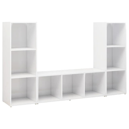 Mobili TV 3 pz Bianchi 107x35x37 cm in Legno Multistrato