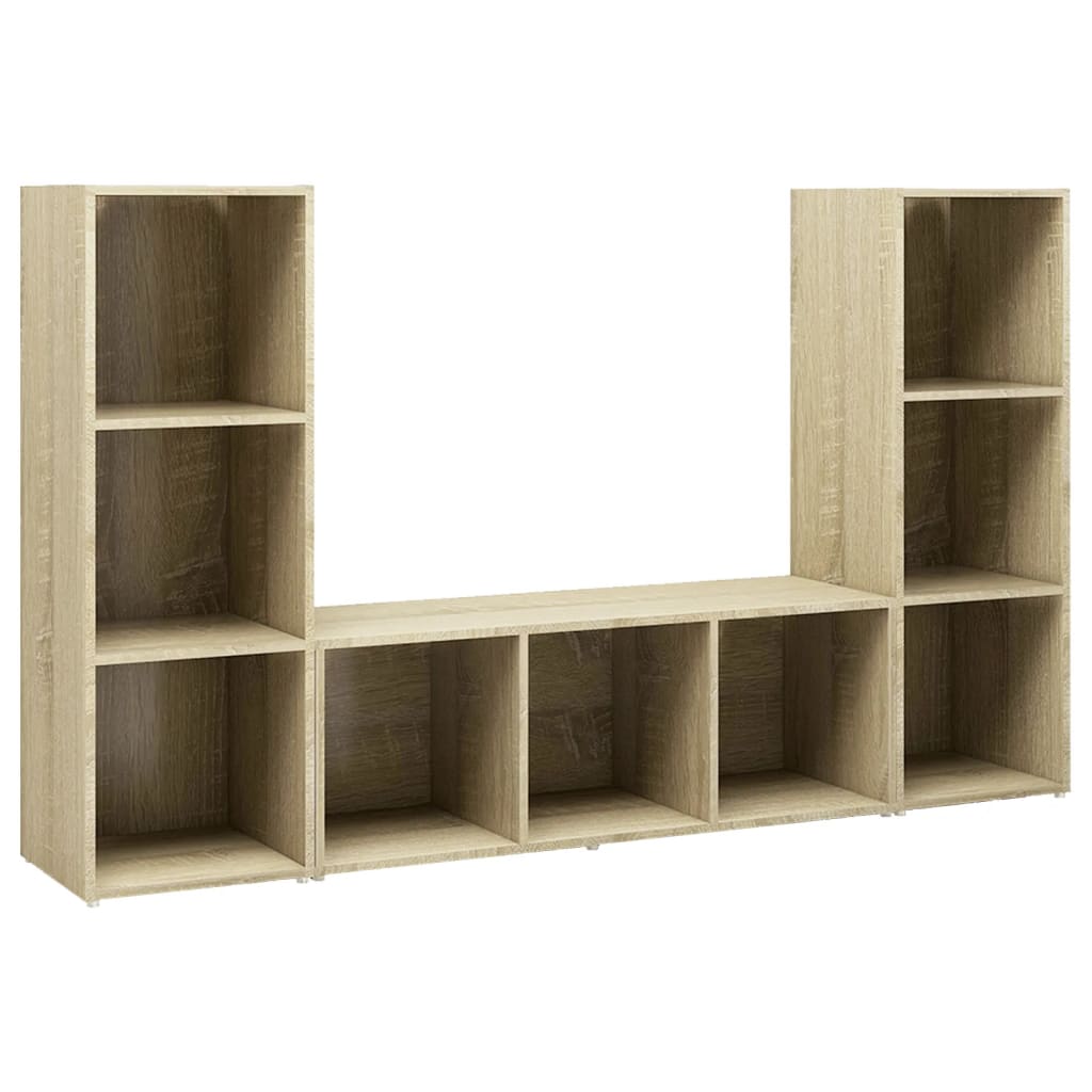 Mobili TV 3 pz Rovere Sonoma 107x35x37 cm in Legno Multistrato