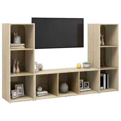 Mobili TV 3 pz Rovere Sonoma 107x35x37 cm in Legno Multistrato