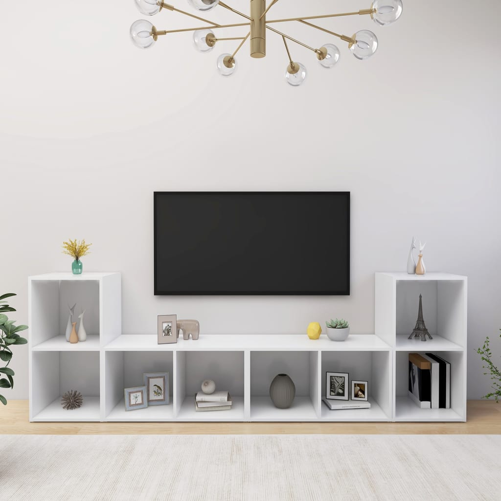 Mobili Porta TV 4 pz Bianco 72x35x36,5 cm in Legno Multistrato