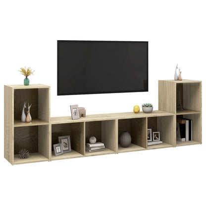 Mobili TV 4 pz Rovere Sonoma 72x35x36,5 cm in Legno Multistrato