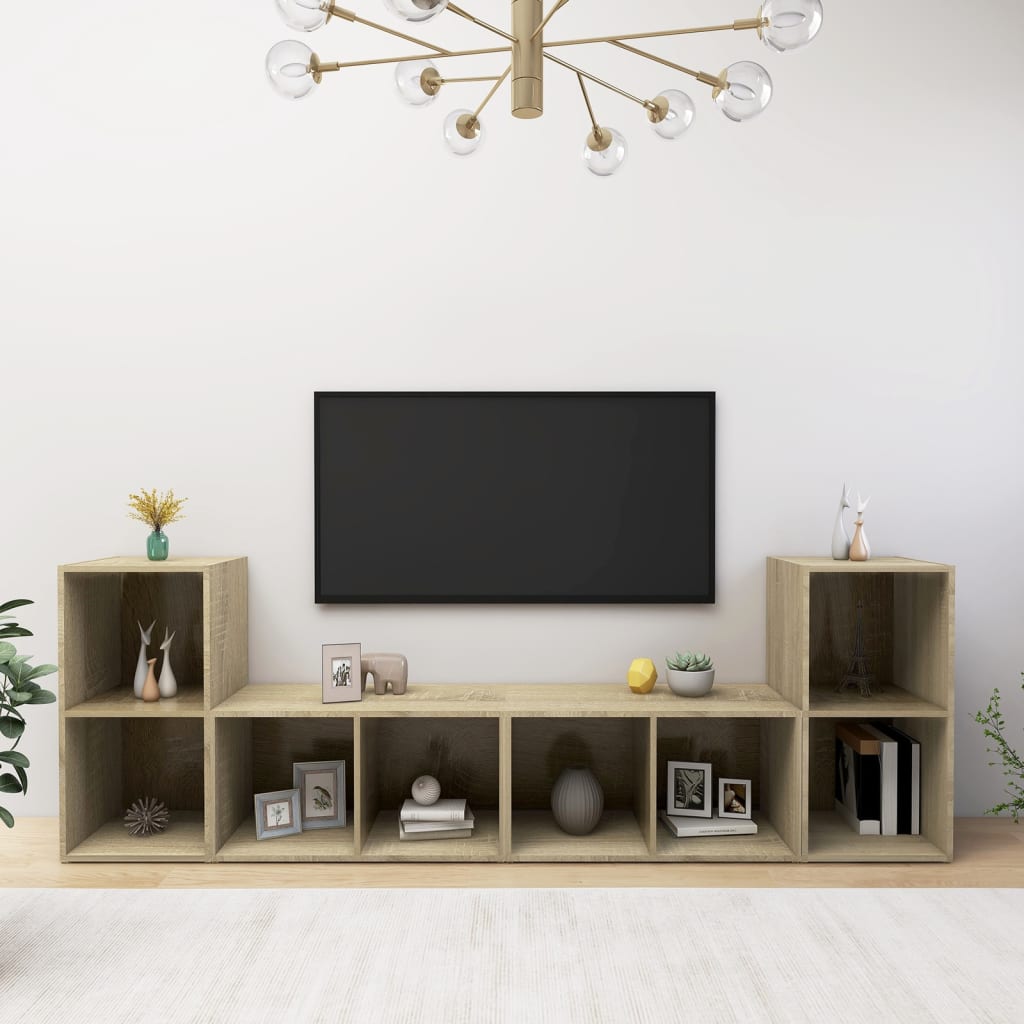 Mobili TV 4 pz Rovere Sonoma 72x35x36,5 cm in Legno Multistrato