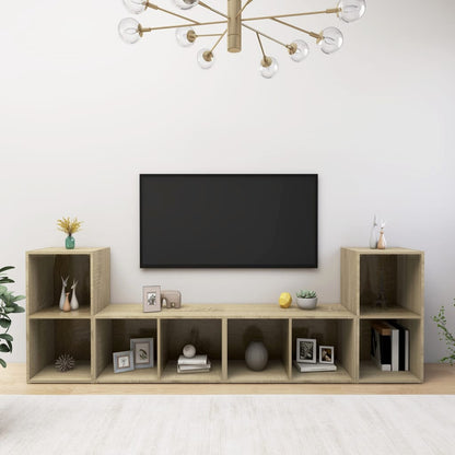 Mobili TV 4 pz Rovere Sonoma 72x35x36,5 cm in Legno Multistrato