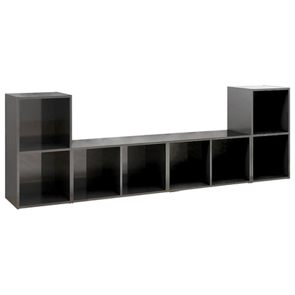 Mobili TV 4 pz Grigio Lucido 72x35x36,5 cm in Legno Multistrato