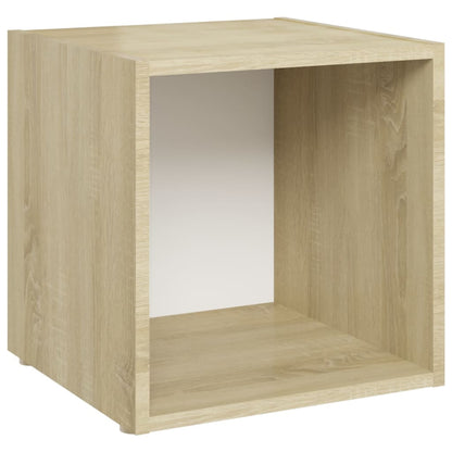 Set Mobile TV 5 pz Bianco e Sonoma in Legno Multistrato