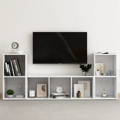 Set Mobili Porta TV 3 pz Bianco in Legno Multistrato