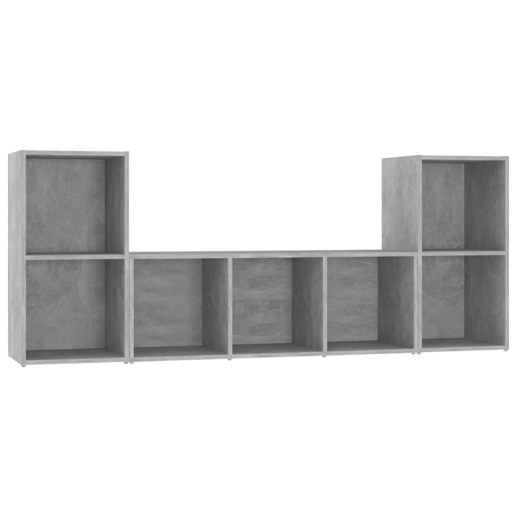 Set Mobile TV 3 pz Grigio Cemento in Legno Multistrato
