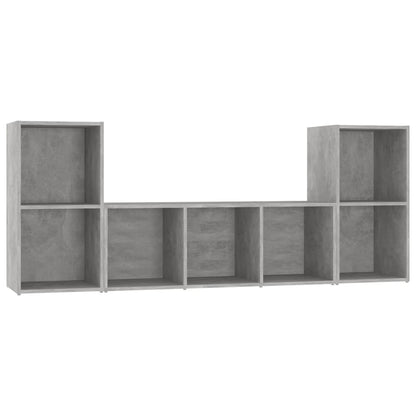 Set Mobile TV 3 pz Grigio Cemento in Legno Multistrato