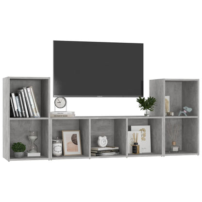 Set Mobile TV 3 pz Grigio Cemento in Legno Multistrato