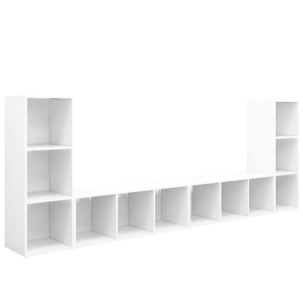 Mobili TV 4 pz Bianchi 107x35x37 cm in Legno Multistrato
