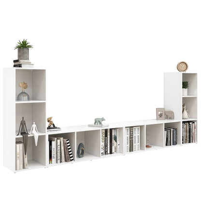 Mobili TV 4 pz Bianchi 107x35x37 cm in Legno Multistrato