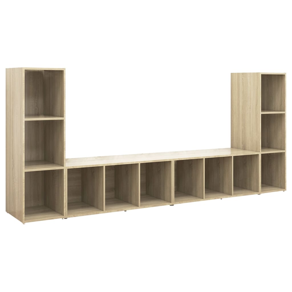 Mobili TV 4 pz Rovere Sonoma 107x35x37 cm in Legno Multistrato