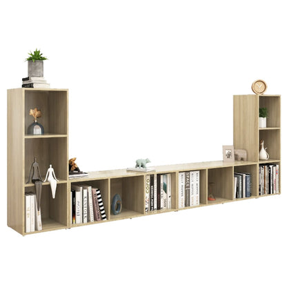 Mobili TV 4 pz Rovere Sonoma 107x35x37 cm in Legno Multistrato
