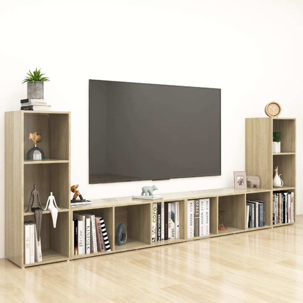 Mobili TV 4 pz Rovere Sonoma 107x35x37 cm in Legno Multistrato