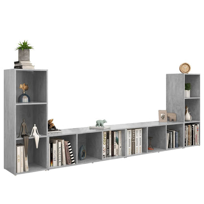 Mobili TV 4 pz Grigio Cemento 107x35x37 cm in Legno Multistrato
