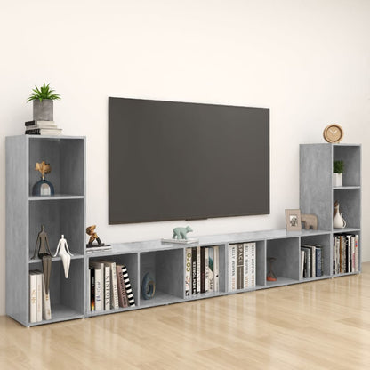 Mobili TV 4 pz Grigio Cemento 107x35x37 cm in Legno Multistrato