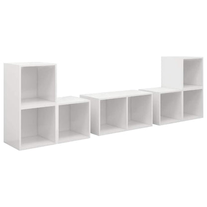 Set Mobile TV 6 pz Bianco Lucido in Legno Multistrato
