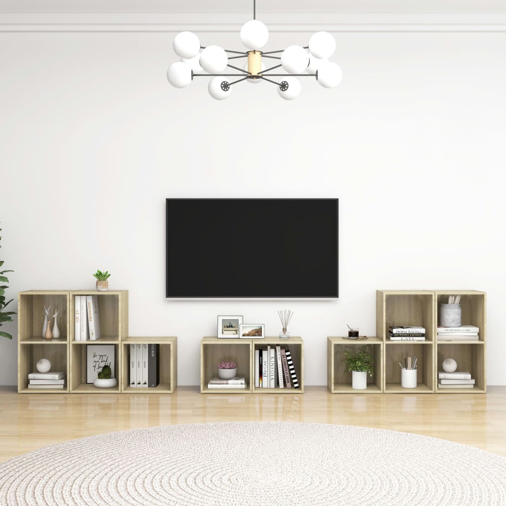 Set Mobile TV 8 pz Rovere Sonoma in Legno Multistrato