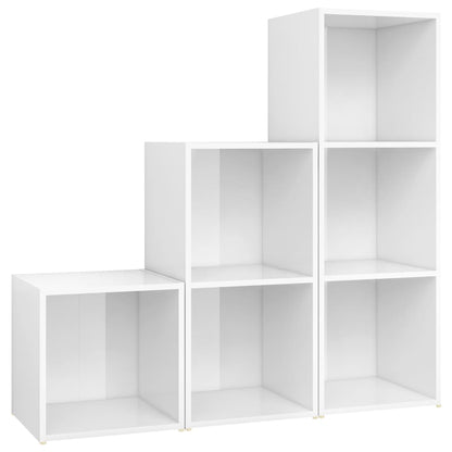 Set Mobile TV 3 pz Bianco Lucido in Legno Multistrato