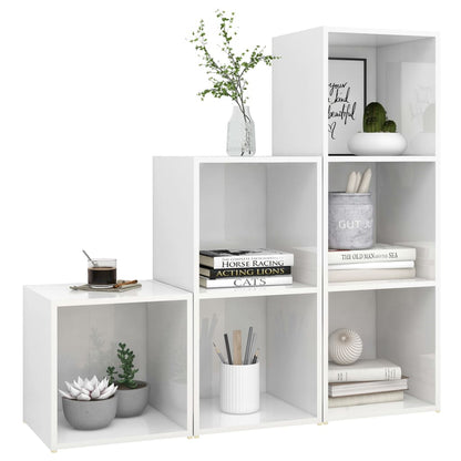 Set Mobile TV 3 pz Bianco Lucido in Legno Multistrato