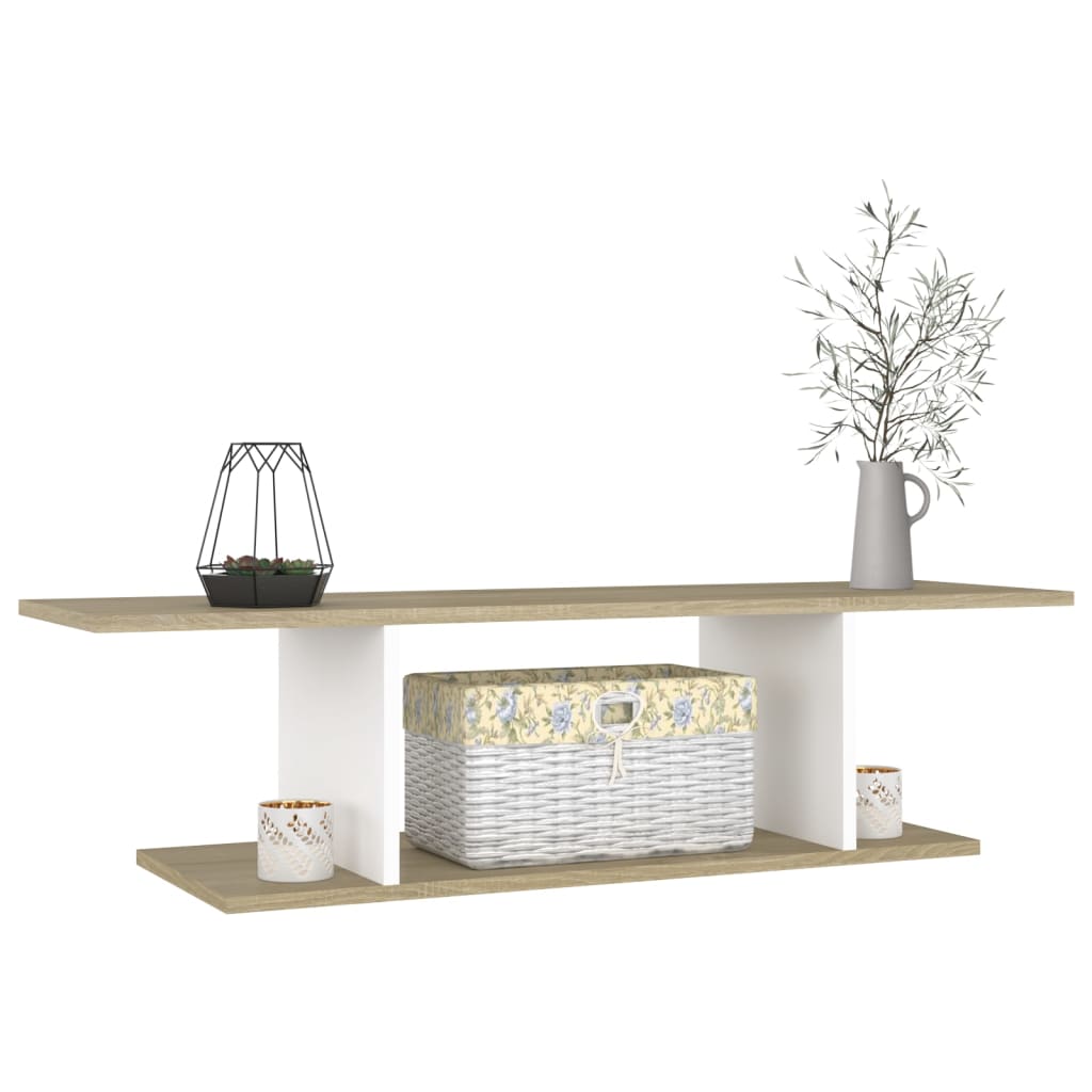 Mobile Porta TV a Parete Bianco e Rovere Sonoma 103x30x26,5 cm