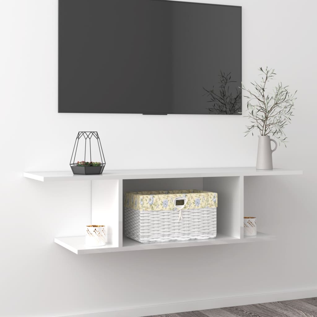 Mobile Porta TV a Parete Bianco Lucido 103x30x26,5 cm