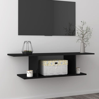 Mobile Porta TV a Parete Nero Lucido 103x30x26,5 cm
