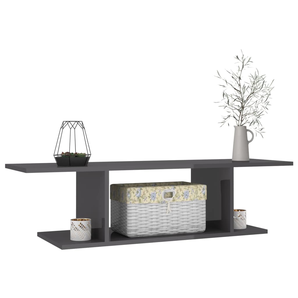 Mobile Porta TV a Parete Grigio Lucido 103x30x26,5 cm