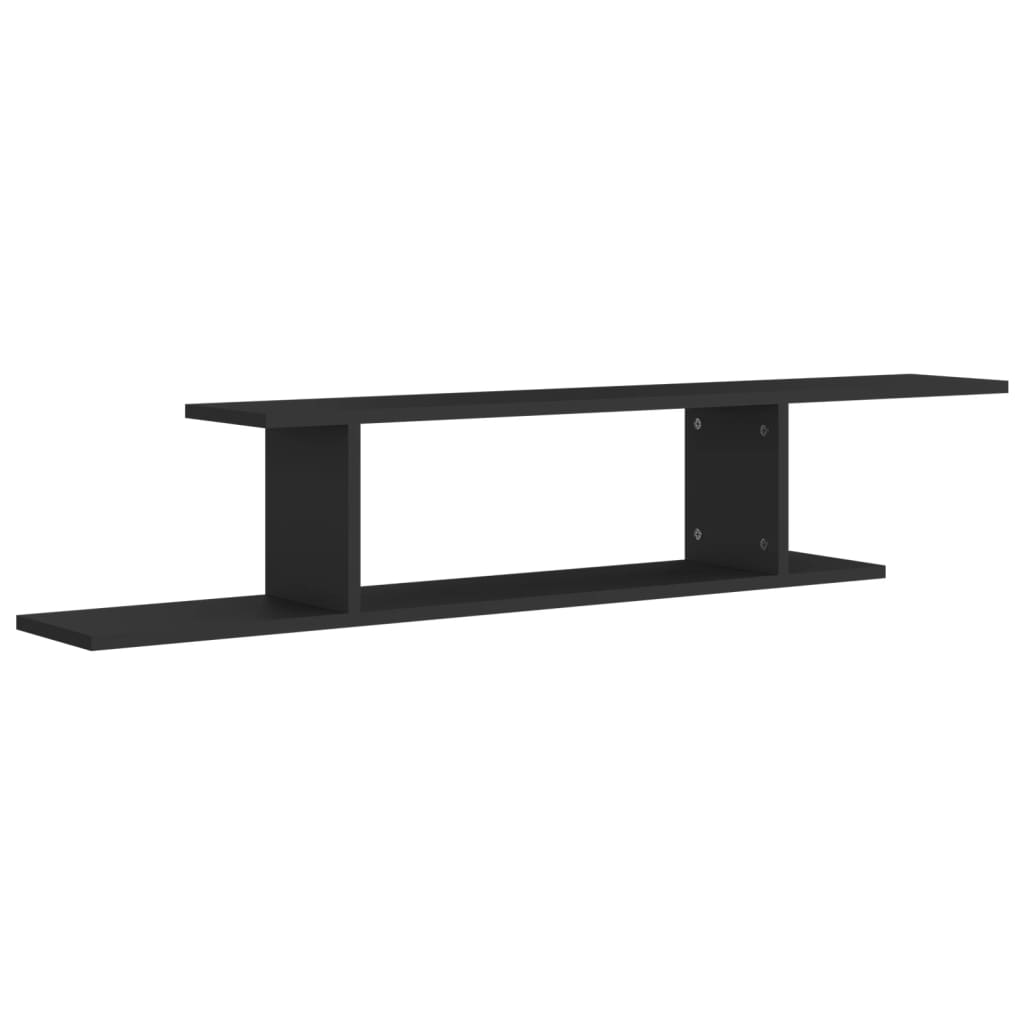 Scaffale TV a Parete Nero 125x18x23 cm Legno Multistrato