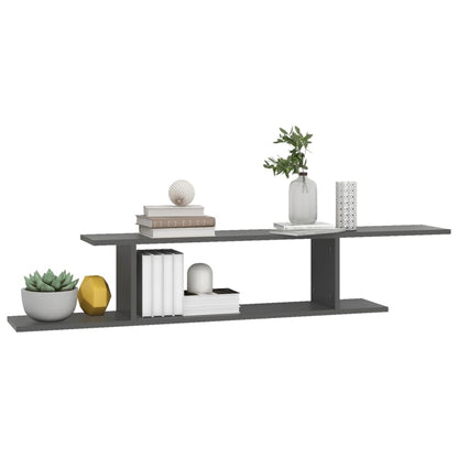 Scaffale TV a Parete Grigio 125x18x23 cm Legno Multistrato