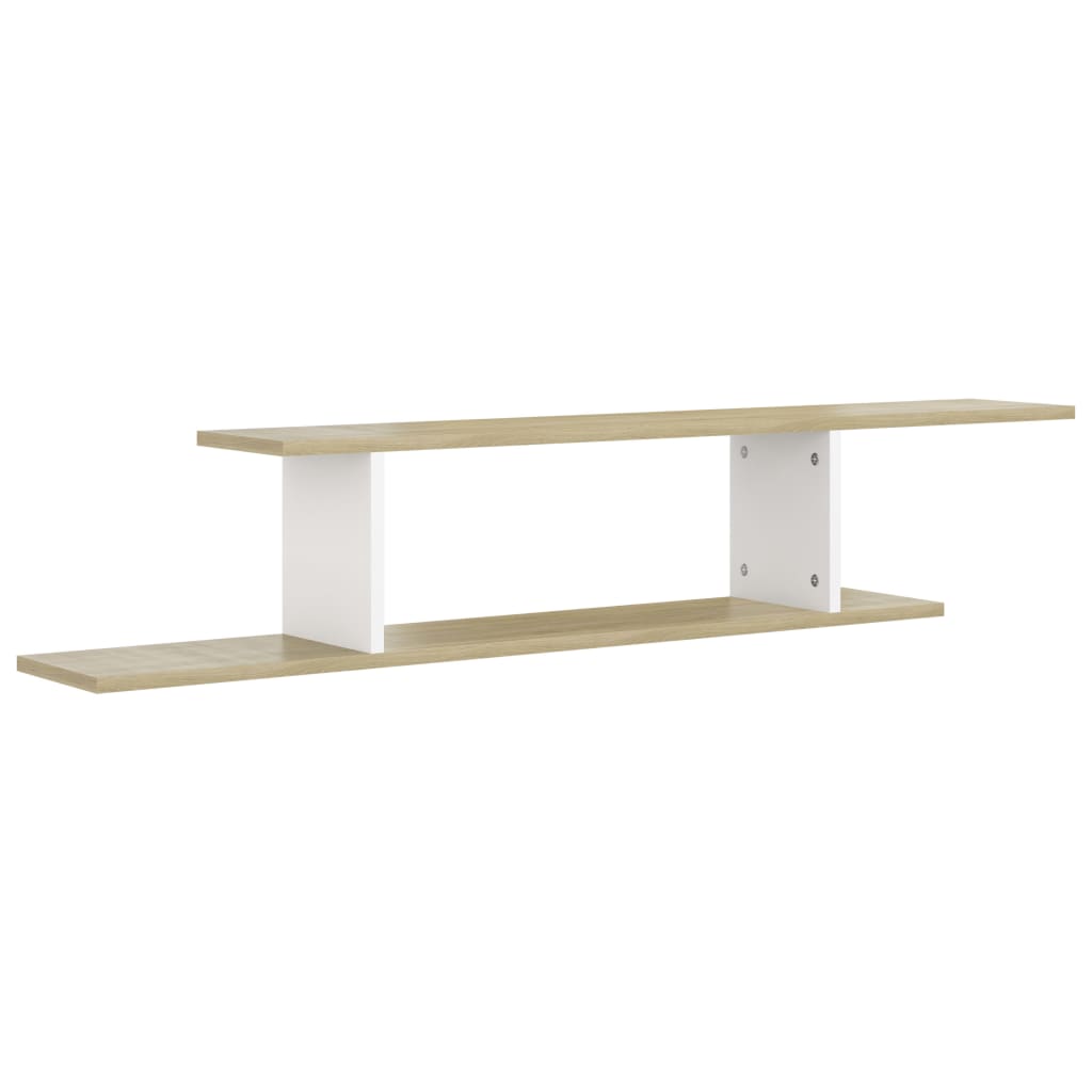 Scaffale TV Parete Bianco Rovere Sonoma 125x18x23cm Multistrato