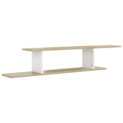 Scaffale TV Parete Bianco Rovere Sonoma 125x18x23cm Multistrato