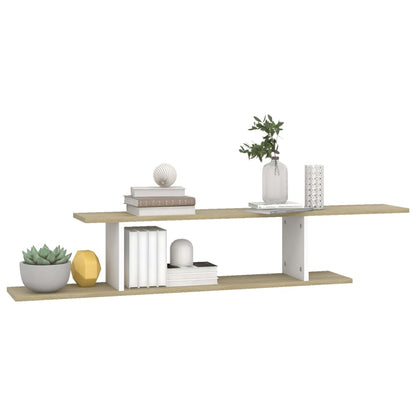 Scaffale TV Parete Bianco Rovere Sonoma 125x18x23cm Multistrato