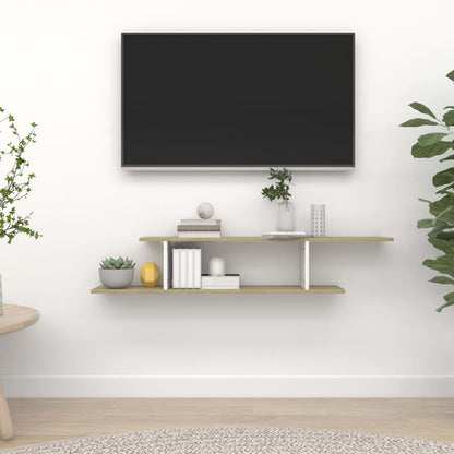 Scaffale TV Parete Bianco Rovere Sonoma 125x18x23cm Multistrato