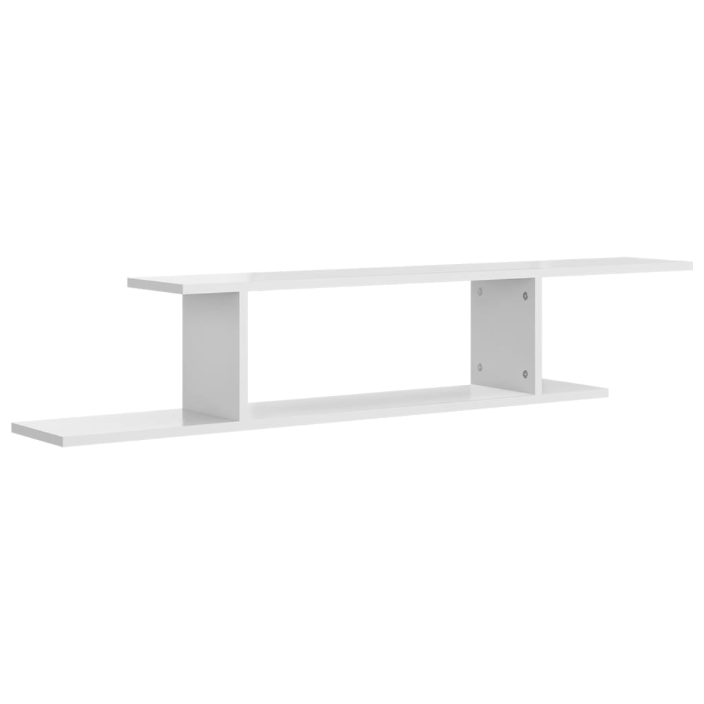 Scaffale TV Parete Bianco Lucido 125x18x23 cm Legno Multistrato