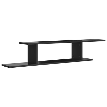 Scaffale TV Parete Nero Lucido 125x18x23 cm Legno Multistrato