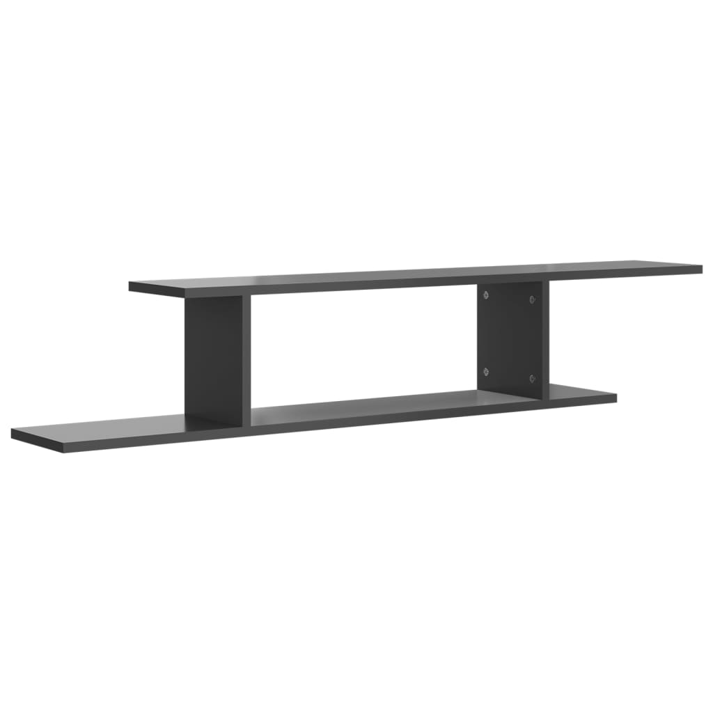 Scaffale TV Parete Grigio Lucido 125x18x23 cm Legno Multistrato