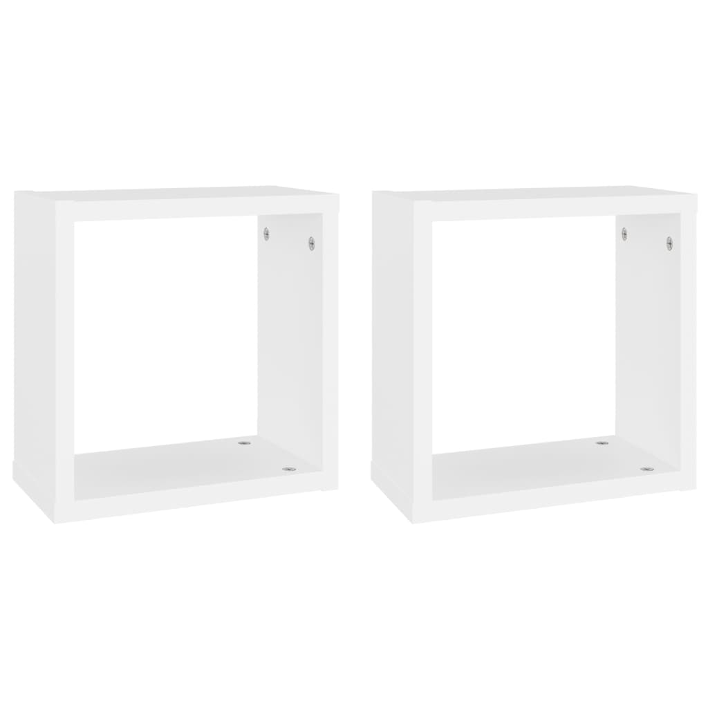 Mensole Parete a Cubo 2 pz Bianche 30x15x30cm