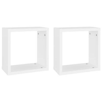 Mensole Parete a Cubo 2 pz Bianche 30x15x30cm